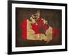 Canada Country Flag Map-Red Atlas Designs-Framed Giclee Print