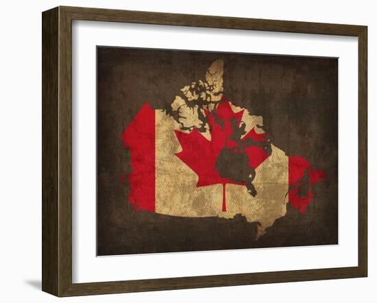 Canada Country Flag Map-Red Atlas Designs-Framed Giclee Print