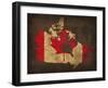 Canada Country Flag Map-Red Atlas Designs-Framed Giclee Print