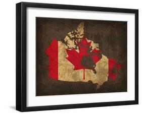 Canada Country Flag Map-Red Atlas Designs-Framed Giclee Print