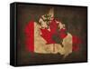 Canada Country Flag Map-Red Atlas Designs-Framed Stretched Canvas