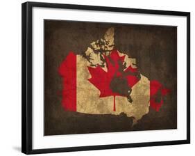 Canada Country Flag Map-Red Atlas Designs-Framed Giclee Print