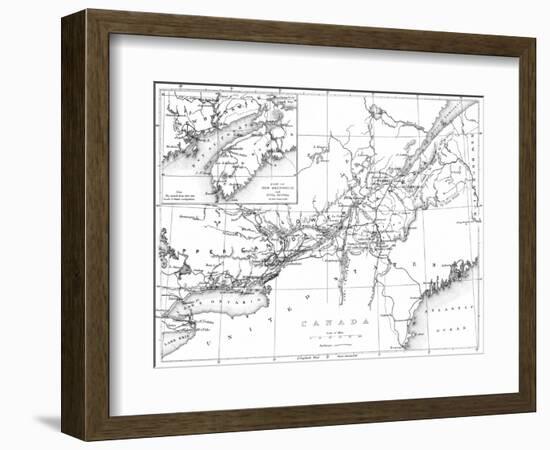 Canada, Detailed Map of Eastern Canada, New Brunswick, and Nova Scotia-Lantern Press-Framed Art Print