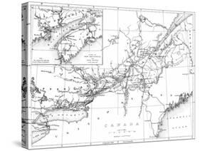 Canada, Detailed Map of Eastern Canada, New Brunswick, and Nova Scotia-Lantern Press-Stretched Canvas