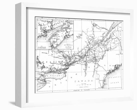 Canada, Detailed Map of Eastern Canada, New Brunswick, and Nova Scotia-Lantern Press-Framed Art Print