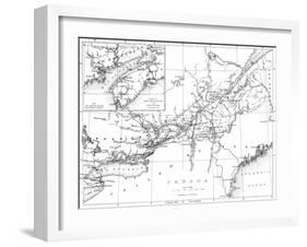 Canada, Detailed Map of Eastern Canada, New Brunswick, and Nova Scotia-Lantern Press-Framed Art Print