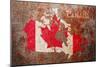 Canada Flag map-Michael Tompsett-Mounted Art Print