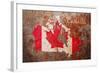 Canada Flag map-Michael Tompsett-Framed Art Print