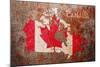 Canada Flag map-Michael Tompsett-Mounted Art Print