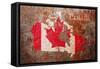 Canada Flag map-Michael Tompsett-Framed Stretched Canvas