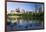 Canada Geese Resting at a Lake with Skyline, Calgary, Alberta, Canada-Peter Adams-Framed Photographic Print