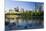 Canada Geese Resting at a Lake with Skyline, Calgary, Alberta, Canada-Peter Adams-Mounted Premium Photographic Print