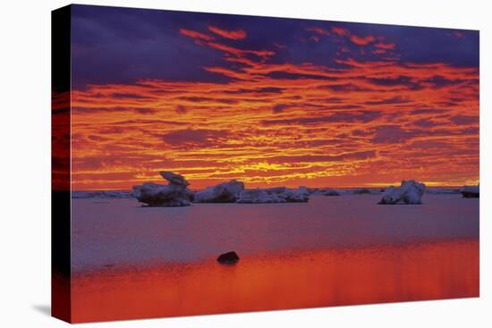 Canada, Hudson Bay. Ice floes on water at sunset.-Mike Grandmaison-Stretched Canvas