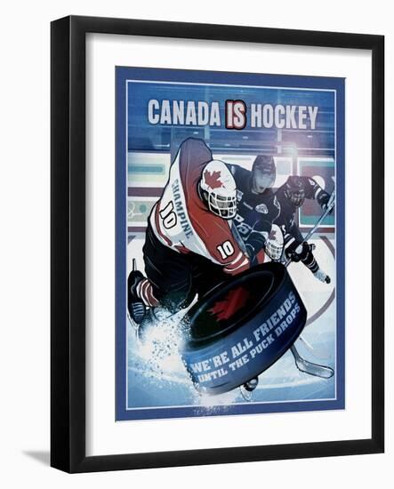 Canada is Hockey-Old Red Truck-Framed Giclee Print