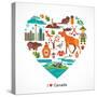 Canada Love - Heart With Many Icons And Illustrations-Marish-Stretched Canvas