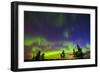 Canada, Manitoba, Birds Hill Provincial Park. Northern lights and tree silhouettes.-Jaynes Gallery-Framed Photographic Print