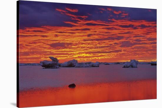 Canada, Manitoba, Churchill. Ice floes on Hudson Bay at sunset.-Jaynes Gallery-Stretched Canvas