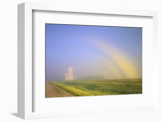 Canada, Manitoba, Culross. Fogbow and grain elevator.-Jaynes Gallery-Framed Photographic Print