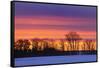 Canada, Manitoba, Dauphin. Silhouette of farmstead at dusk.-Jaynes Gallery-Framed Stretched Canvas