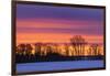 Canada, Manitoba, Dauphin. Silhouette of farmstead at dusk.-Jaynes Gallery-Framed Photographic Print