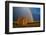 Canada, Manitoba. Double rainbow and hay bale after prairie storm.-Jaynes Gallery-Framed Photographic Print