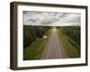 Canada, Manitoba, Thompson, Aerial View of Highway Through Boreal Forest-Paul Souders-Framed Photographic Print