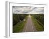 Canada, Manitoba, Thompson, Aerial View of Highway Through Boreal Forest-Paul Souders-Framed Photographic Print