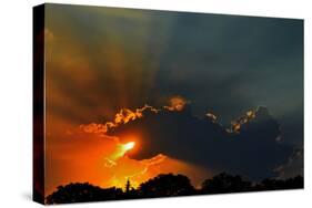 Canada, Manitoba, Winnipeg. God rays burst through clouds.-Jaynes Gallery-Stretched Canvas