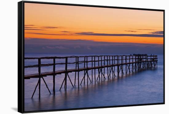 Canada, Manitoba, Winnipeg. Pier on Lake Winnipeg at dawn.-Jaynes Gallery-Framed Stretched Canvas