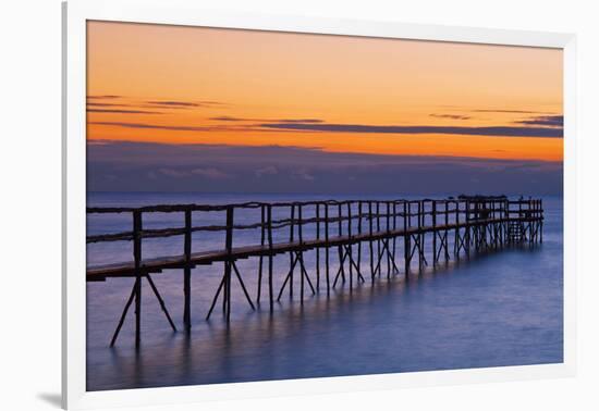 Canada, Manitoba, Winnipeg. Pier on Lake Winnipeg at dawn.-Jaynes Gallery-Framed Photographic Print