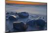 Canada, Manitoba, Winnipeg. Waves on shoreline rocks of Lake Winnipeg at dusk.-Jaynes Gallery-Mounted Photographic Print