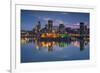 Canada, Montreal, Skyline and Old Port Along St. Lawrence River, Dusk-Walter Bibikow-Framed Photographic Print