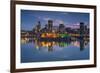 Canada, Montreal, Skyline and Old Port Along St. Lawrence River, Dusk-Walter Bibikow-Framed Photographic Print