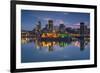 Canada, Montreal, Skyline and Old Port Along St. Lawrence River, Dusk-Walter Bibikow-Framed Photographic Print