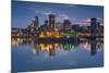 Canada, Montreal, Skyline and Old Port Along St. Lawrence River, Dusk-Walter Bibikow-Mounted Photographic Print