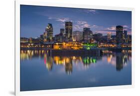 Canada, Montreal, Skyline and Old Port Along St. Lawrence River, Dusk-Walter Bibikow-Framed Photographic Print