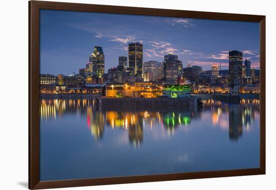 Canada, Montreal, Skyline and Old Port Along St. Lawrence River, Dusk-Walter Bibikow-Framed Photographic Print