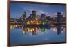 Canada, Montreal, Skyline and Old Port Along St. Lawrence River, Dusk-Walter Bibikow-Framed Photographic Print