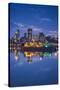 Canada, Montreal, Skyline and Old Port Along St. Lawrence River, Dusk-Walter Bibikow-Stretched Canvas