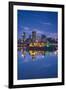 Canada, Montreal, Skyline and Old Port Along St. Lawrence River, Dusk-Walter Bibikow-Framed Photographic Print