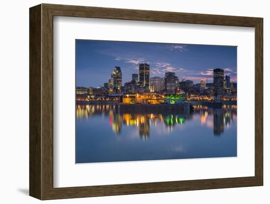 Canada, Montreal, Skyline and Old Port Along St. Lawrence River, Dusk-Walter Bibikow-Framed Photographic Print