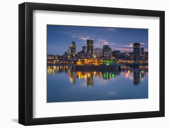 Canada, Montreal, Skyline and Old Port Along St. Lawrence River, Dusk-Walter Bibikow-Framed Photographic Print