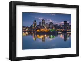 Canada, Montreal, Skyline and Old Port Along St. Lawrence River, Dusk-Walter Bibikow-Framed Photographic Print