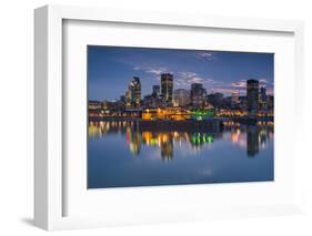 Canada, Montreal, Skyline and Old Port Along St. Lawrence River, Dusk-Walter Bibikow-Framed Photographic Print