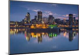 Canada, Montreal, Skyline and Old Port Along St. Lawrence River, Dusk-Walter Bibikow-Mounted Photographic Print