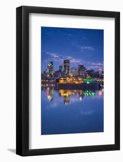 Canada, Montreal, Skyline and Old Port Along St. Lawrence River, Dusk-Walter Bibikow-Framed Photographic Print