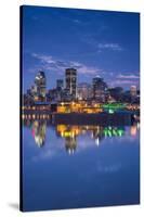 Canada, Montreal, Skyline and Old Port Along St. Lawrence River, Dusk-Walter Bibikow-Stretched Canvas