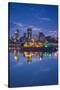 Canada, Montreal, Skyline and Old Port Along St. Lawrence River, Dusk-Walter Bibikow-Stretched Canvas