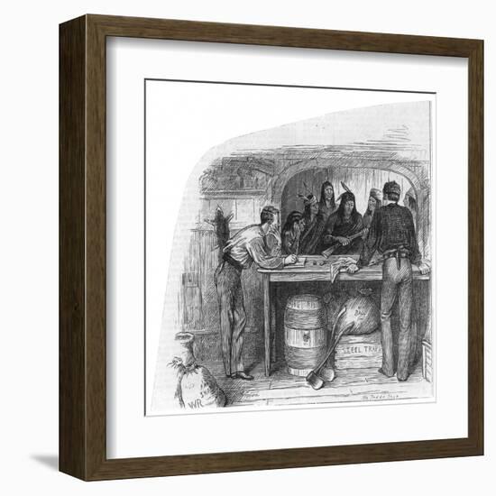 Canada Native Canadians of Manitoba Bartering Furs for Guns in a Trade Shop-William Ralston-Framed Art Print