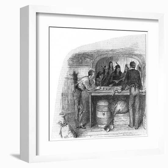 Canada Native Canadians of Manitoba Bartering Furs for Guns in a Trade Shop-William Ralston-Framed Art Print